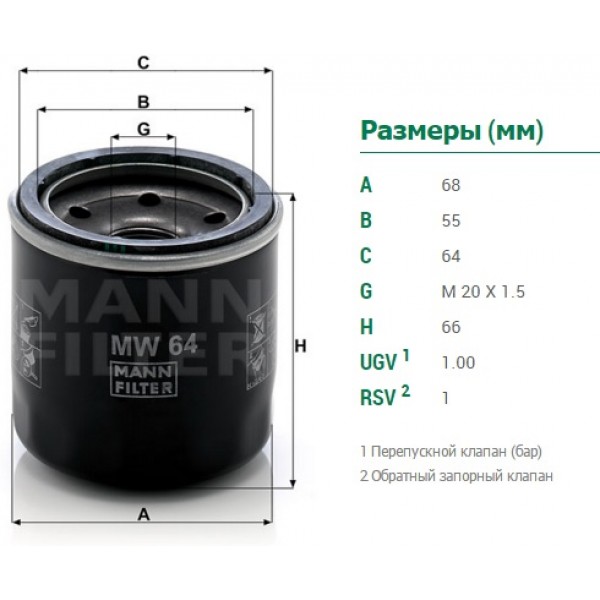 MANN Фільтр масляний MW 64