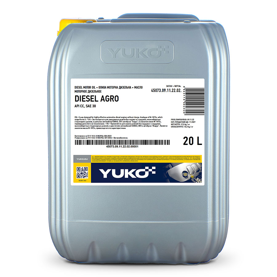 YUKO DIESEL AGRO SAE 30  API CС 17,5 кг КАНІСТРА 20л
