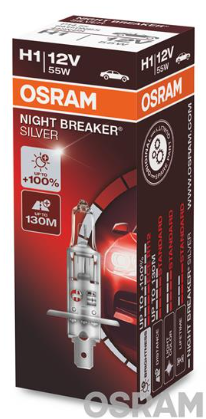 Osram Лампа галоген H1 12v 55W +100% 64150NBS (коробка 1шт)