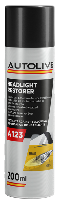 AUTOLIVE HEADLIGHT RESTORER SPRAY 200 ML A 123 / Засіб для захисту та вiдновлення прозорості фар