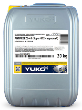 YUKO Antifreeze -40 Super G12+ червоний  20кг каністра 20кг