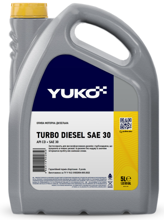YUKO TURBO DIESEL SAE 30  API CD  каністра 5л