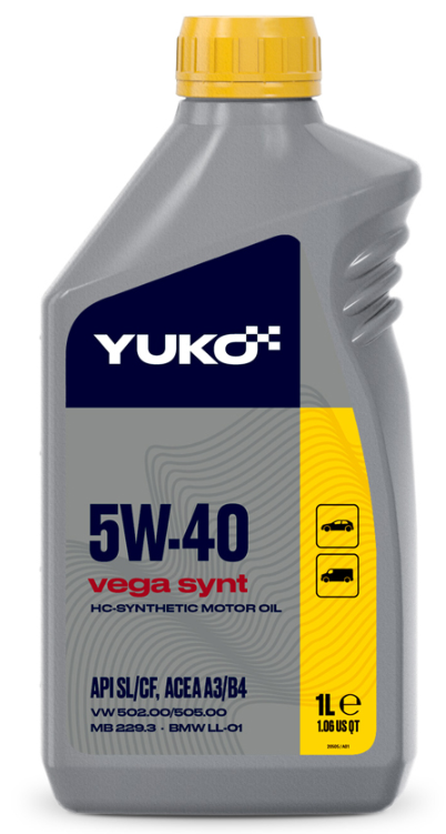 YUKO VEGA SYNT 5W-40  API SL/CF  1л ПЕ каністра