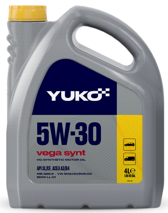 YUKO VEGA SYNT 5W-30  API SL/CF  каністра 4л ПЕ