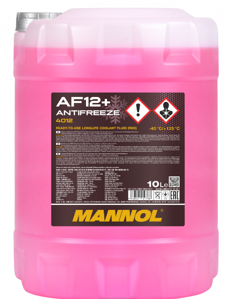 MANNOL Antifreeze AF 12+-40(red) 10л. червоний 4012