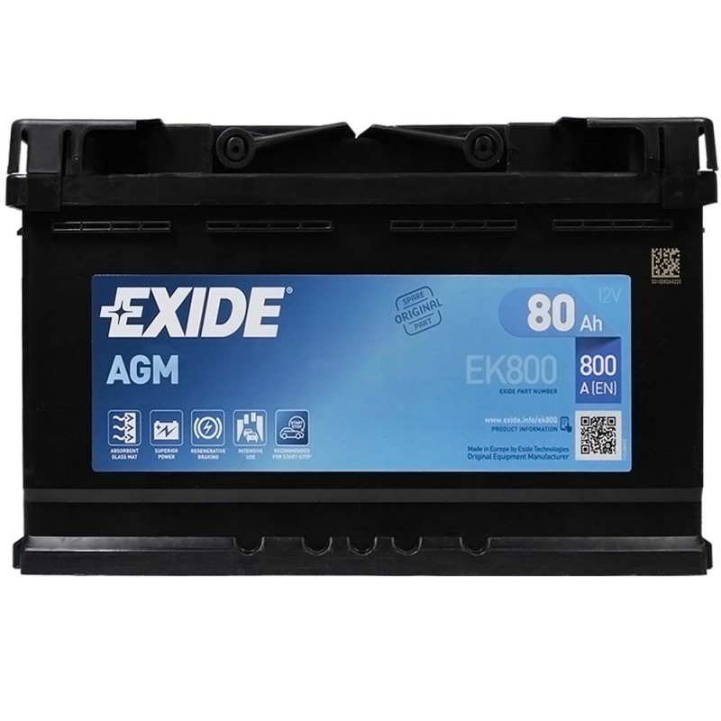 EXIDE Start-Stop AGM  (EK800) 80Аh 800A R+