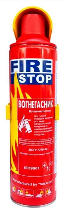 Вогнегасник F1-25 вуглекислотний FIRE STOP з  кріплення 1000мл